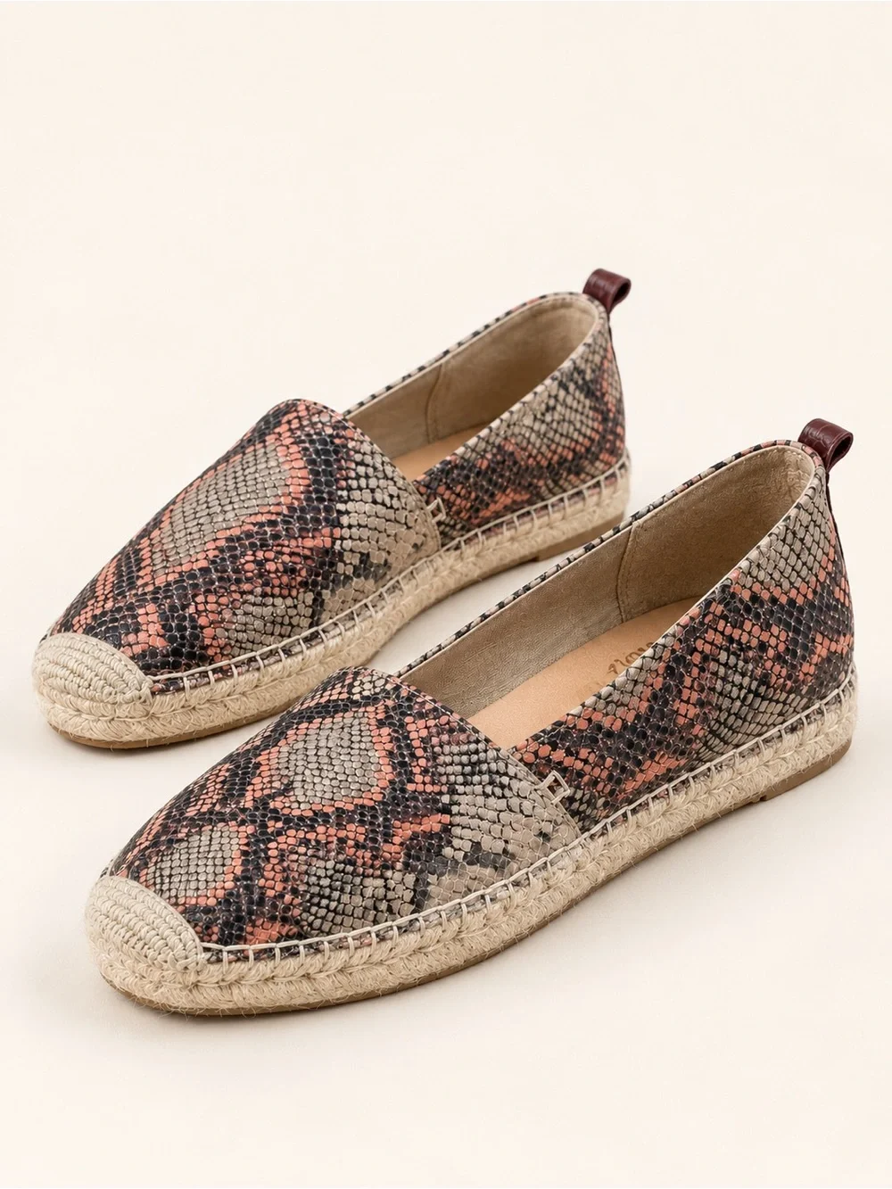 Sam Edelman Snake Print Espadrille Flats Women’s Size 9.5 Slip On Jute Casual